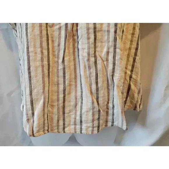 Thread & Supply Linen Retro Striped Shirt, size small, Mocha/beige/pastel orange - Picture 6 of 13